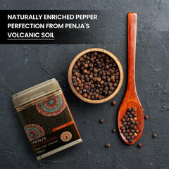 Fire Mountain Black Penja Pepper 100g - Great Taste Award Winner, Natural Black Whole Peppercorn Berries from Single Origin of Penja Valley, Peppercorns for grinder refill.