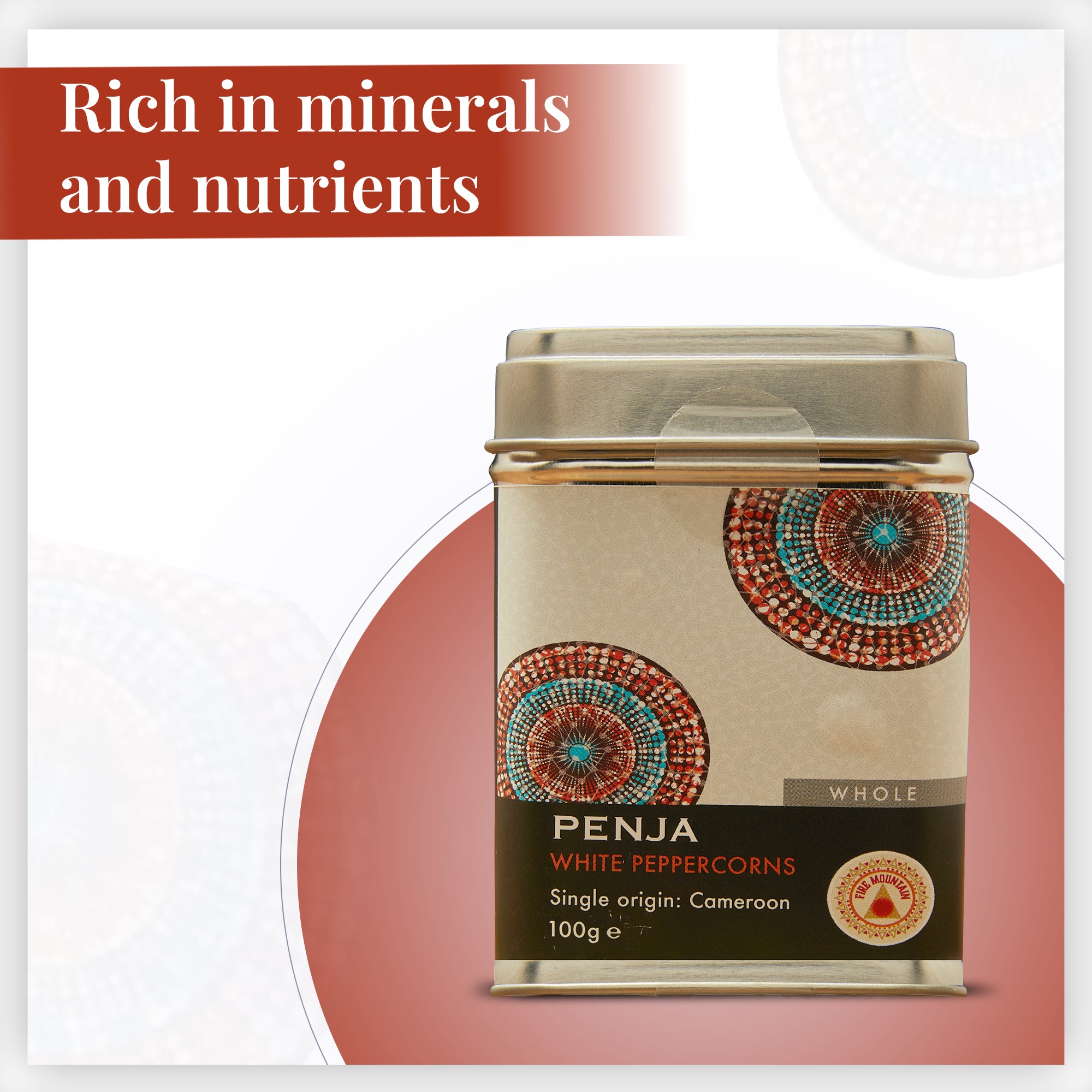 Fire Mountain White Penja Pepper 100g - Without additives, 100% Natural Peppercorn Berries from Cameroon's Penja Valley (Pack of 1)