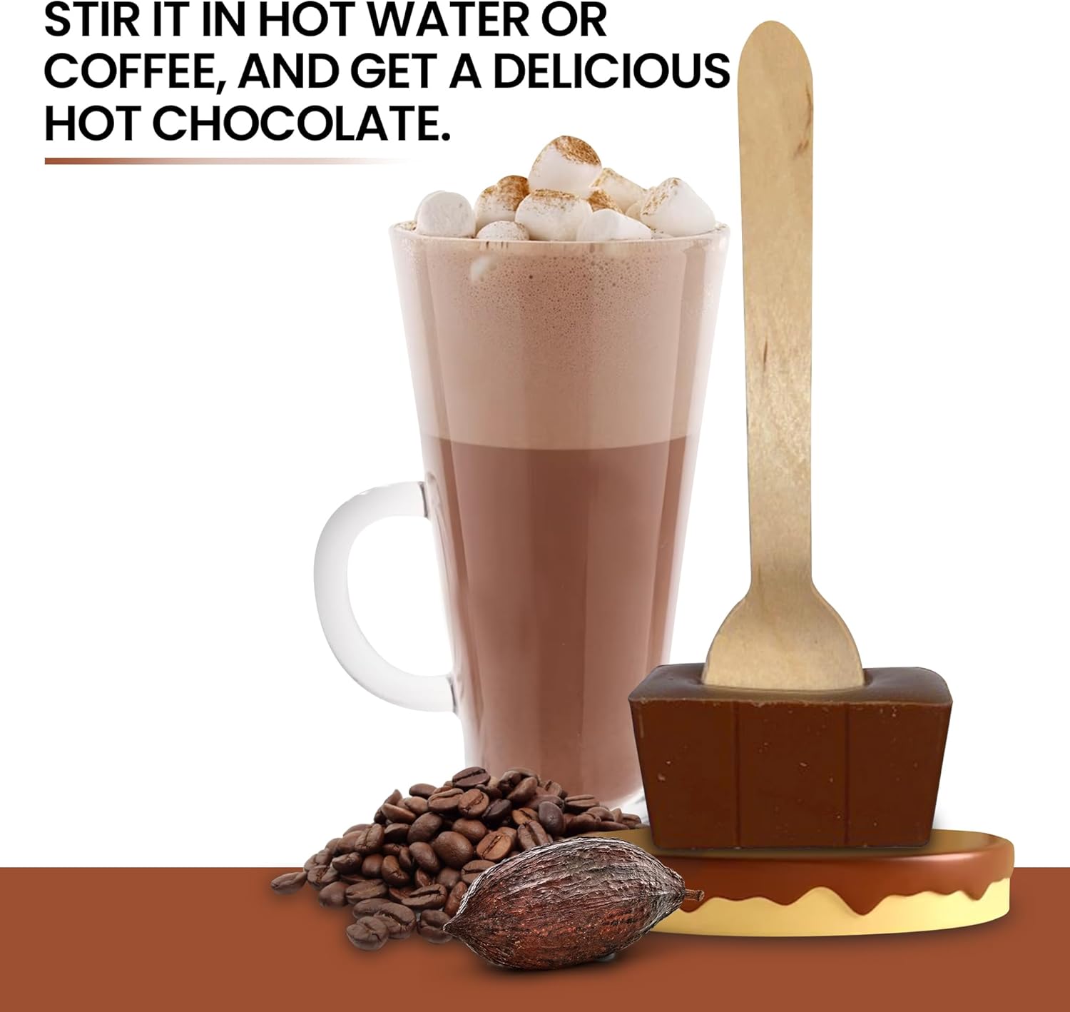 Fire Mountain Hot Chocolate Stirrers From Cocoa | 3 x 40g | 37% Milk Hot Chocolate Spoons