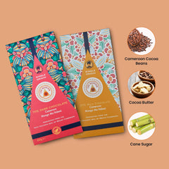 Fire Mountain Chocolate Gift Box of 5 Chocolates, Natural & Vegan Dark Chocolte Bar