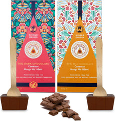 Fire Mountain Chocolate Gift Box of 5 Chocolates, Natural & Vegan Dark Chocolte Bar