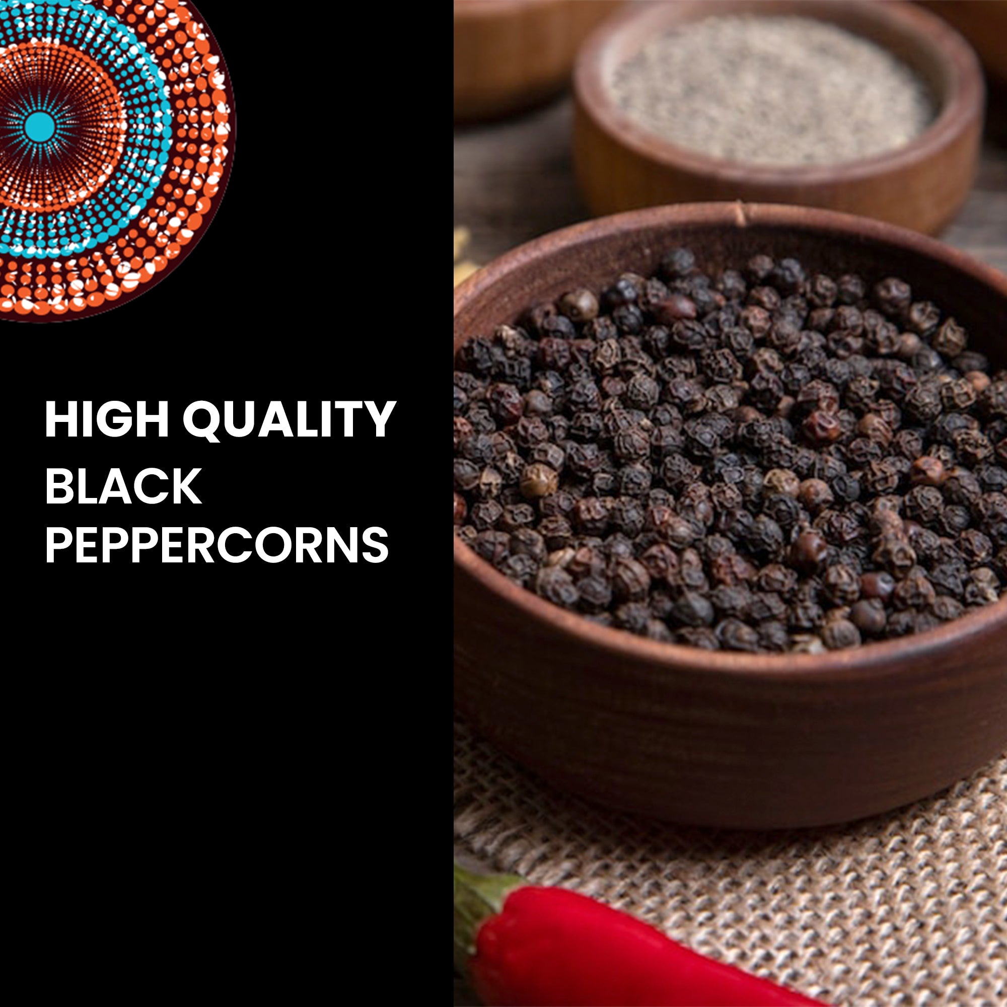 Fire Mountain Black Penja Pepper 100g - Great Taste Award Winner, Natural Black Whole Peppercorn Berries from Single Origin of Penja Valley, Peppercorns for grinder refill.